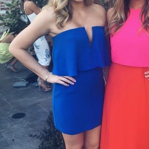 BCBG MaxAzria Blue Kate Strapless Overlay Dress